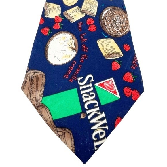 Vintage 90s Nicole Miller 100% Silk Tie Nabisco Snacks Pop Art Print Necktie